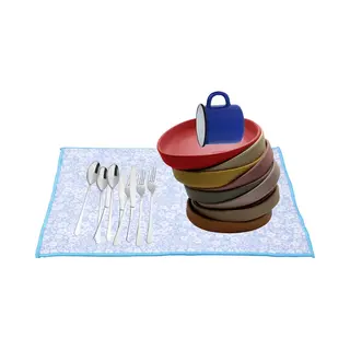 Afwas Afdruipmat/droogmat Keuken - Absorberend- Microvezel - Blauw - 40 X 48 Cm - Opvouwbaar