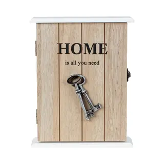 Sleutelkastje Van Hout - Beige/wit - 20 X 6 X 25 Cm - Voor 6 Sleutels