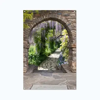MuchoWow Outdoor-Poster Wanddeko Draußen Deko Garten Gartenposter 80x120 Cm Wald - Aussicht - Steine - Weg