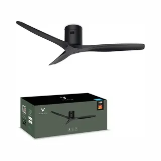Varin® Smart Plafondventilator - Zwart - Tuya Wifi - Led Cct - Lange Bladen - Ø 132cm - 6 Snelheden - Super Stil 20dB - Met Afstandsbediening En