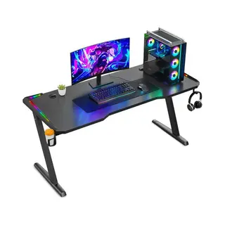 Avalo Gaming Bureau - 120x60x73 Cm - Game Desk Met Led Verlichting - Gaming Desk - Tafel - Zwart