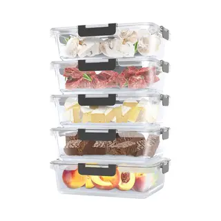 Avalo Vershoudbakjes Glas - Meal Prep Bakjes - Diepvriesbakjes - Met Deksel - 5 Delig 1060ml
