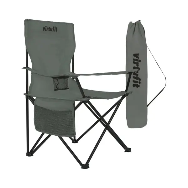 VirtuFit Opvouwbare Campingstoel - Inclusief Draagtas En Bekerhouder - Grijs thumbnail