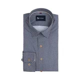 Suitable Overhemd Print Donkerblauw - Maat 40 - Heren - Casual Shirt