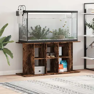 VidaXL Aquarium Stand, Fish Tank Cabinet With 3 Tiers, Fish Tank Stand For Home Living Room, Aquarium Cabinet, Smoked Oak Engineered Wood