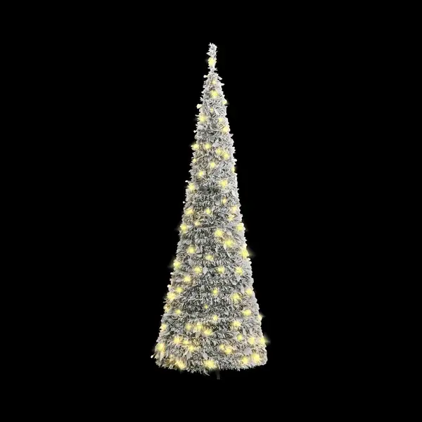 Artificial Christmas Tree Pop-up Flocked Snow 100 Leds 150 Cm Vidaxl thumbnail