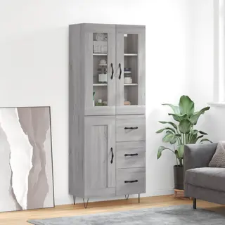Highboard Grey Sonoma 69.5x34x180 Cm Engineered Wood Vidaxl