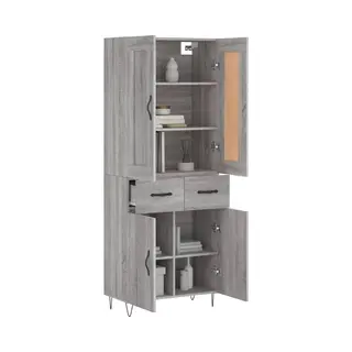 Highboard Grey Sonoma 69.5x34x180 Cm Engineered Wood Vidaxl
