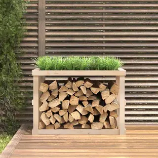 VidaXL Solid Pine Wood Log Holder 108 X 52 X 74cm - Size, 74 X 108 X 52cm - Brown - Wilko