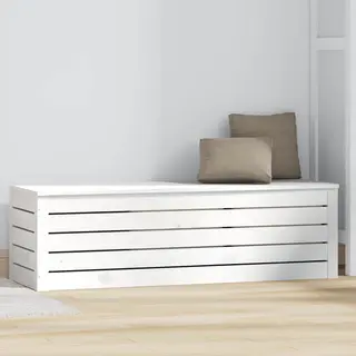 VidaXL Opbergbox Wit 109x36, 5x33 Cm Massief Grenenhout