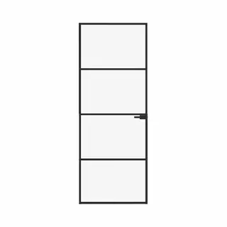 VidaXL Binnendeur 76x201, 5 Cm Gehard Glas En Aluminium Smal Zwart