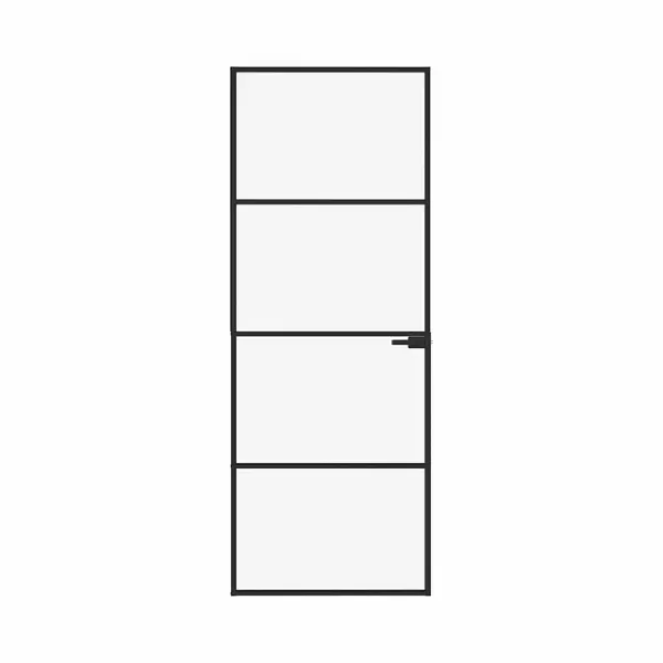 VidaXL Binnendeur 76x201, 5 Cm Gehard Glas En Aluminium Smal Zwart thumbnail