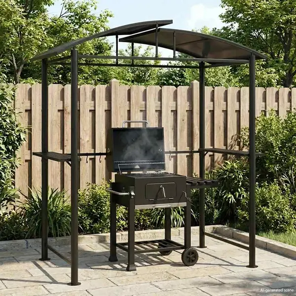 VidaXL - Barbecue-overkapping - 210x114x230 - Cm - Staal - Antracietkleurig thumbnail