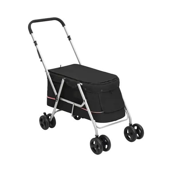 VidaXL - Hondenwagen - Inklapbaar - 100x49x96 - Cm - Linnenstof - Zwart thumbnail