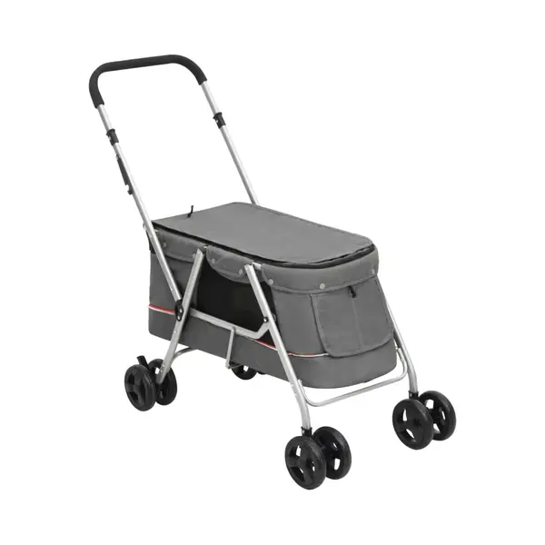 VidaXL Hondenwagen Inklapbaar 100x49x96 Cm Linnenstof Grijs thumbnail