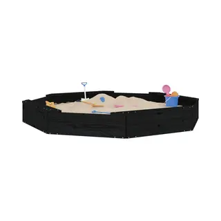 Sandbox With Seats Black Octagon Solid Wood Pine Vidaxl