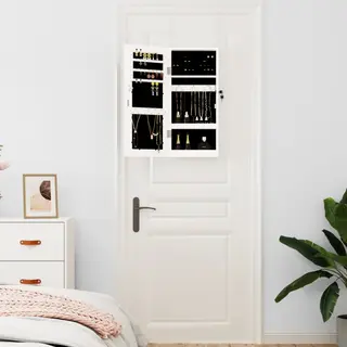 Mirror Jewellery Cabinet Wall Mounted White 30x8.5x67 Cm Vidaxl