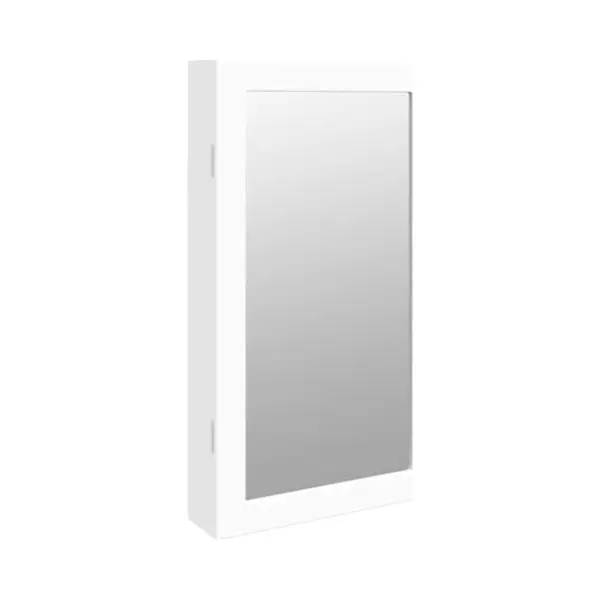 Mirror Jewellery Cabinet With Led Lights Wall Mounted White Vidaxl thumbnail