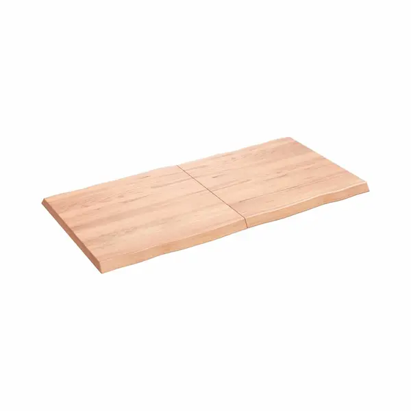 VidaXL Table Top - Light Brown Solid Oak Wood Replacement Tabletop, 120x60x4 Cm, Treated With Varnish, Handcrafted Live Edge Design thumbnail