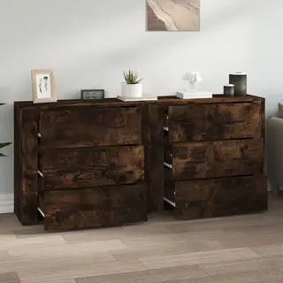 Sideboards 2 Pcs Smoked Oak Engineered Wood Vidaxl