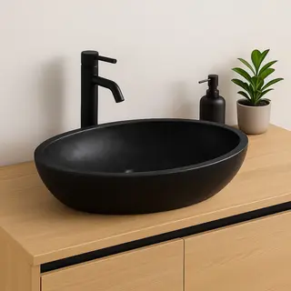 Lendo Online Marmor Waschbecken Oval 60x40 Oder 40x30 Cm – Aufsatzwaschbecken Aus Naturstein In Creme, Grau Oder Schwarz – Polierte Waschschale