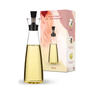 House Of Husk Glazen Olie Dispenser Met Schenktuit - 500 Ml - Borosilicaat - Olie En Azijn Fles - Luchtdicht