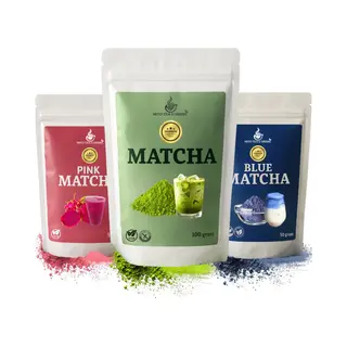 Mito Tea & Herbs Mito Matcha 3pack - Deluxe Boosterpack - Premium Matcha - Blue Matcha - Pink Matcha - Matcha Latte - Matcha Poeder