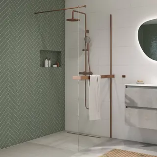 Saqu Modulo Inloopdouche Incl. Antikalk 80x210cm Geborsteld Koper