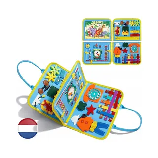 Intellikids Montessori Activiteiten Boek - Nederlands - Busy Board - Perfect Voor Op Vakantie - Klok Lezen - Motoriek Map Voor Thuis En Onderweg - Leren Veter