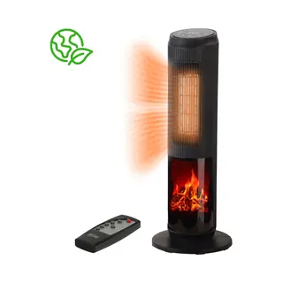 Brend Br-2222 - Elektrische Kachel - Keramisch Met Sfeerhaard En Thermostaat 18-45°C - Zwart