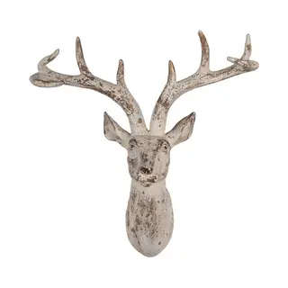 Clayre & Eef Wanddecoratie Hert 33x16x37 Cm Beige Kunststof