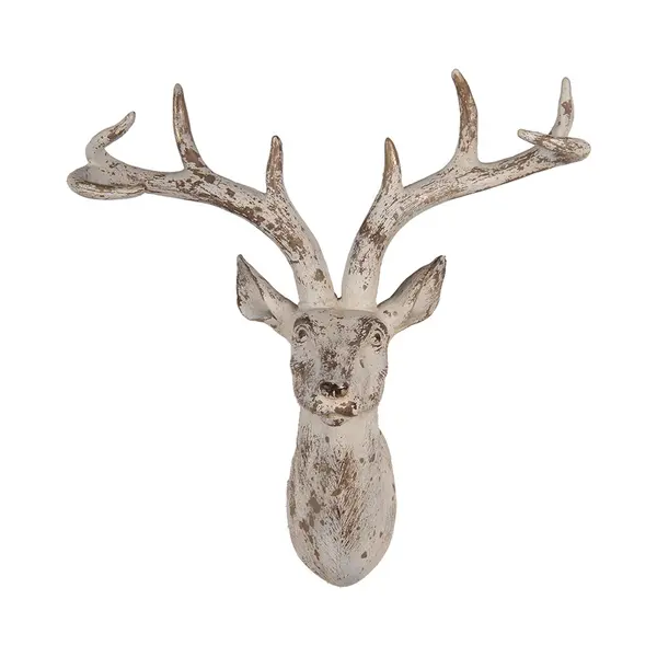 Clayre & Eef Wanddecoratie Hert 33x16x37 Cm Beige Kunststof thumbnail