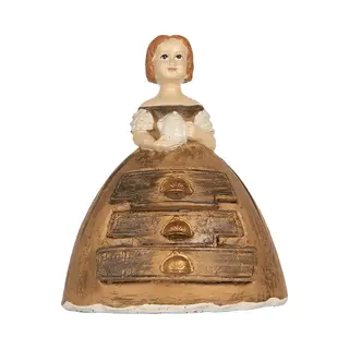 Clayre & Eef Decoratie Beeld Vrouw 16x11x20 Cm Bruin Kunststof