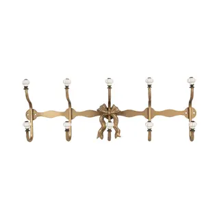 Clayre & Eef Wandkapstok 5 Haken 50x7x17 Cm Goudkleurig Metaal