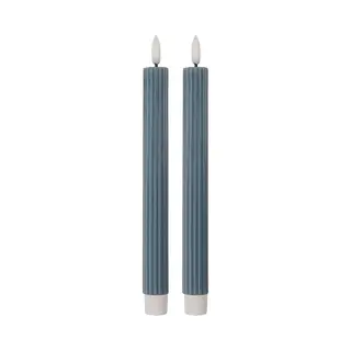 Clayre & Eef Led Dinerkaarsen Set Van 2 Ø 2x25 Cm Blauw Wax