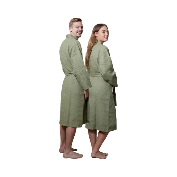 Badrock Spa Kimono Wafel Badjas Olijfgroen-2xl thumbnail