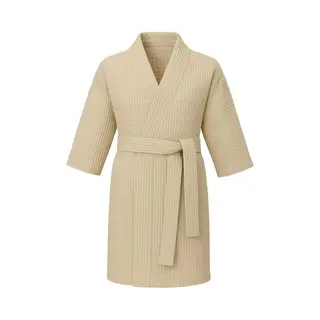 Comvie Wafel Kimono Badjas - 100% Wafelkatoen - Lichtbeige-s/m