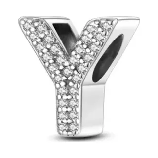 RomyStones – Letter Bedel Y – 925 Sterling Zilver – Voor Je Bedelarmband - Alfabet
