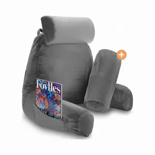 Leeskussen Voor In Bed - Goede Houding In Bed - Met 3 Opbergvakken - Rugkussen Voor Onderrug - Bookseat Voor Bank - Grijs - Soft & Silky