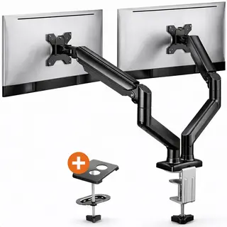 Skoov Monitor Arm Met Gasveer - Voor 13-32 Inch - 2 Schermen - Beugel - Monitor - Stand - Houder - Steun - Extra Stabiel - Zwart