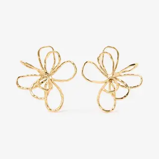 Sissy-Boy Gold Plated Oorbellen Met Opengewerkte Bloem