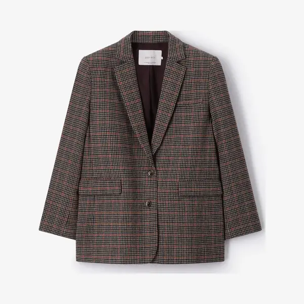 Sissy-Boy - Donkerbruine Geruite Wollen Blazer thumbnail