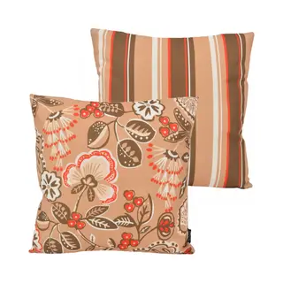 Novée Flower / Stripe Kussenhoes - Beige | Outdoor / Buiten | 45 X 45 Cm | Katoen/Polyester