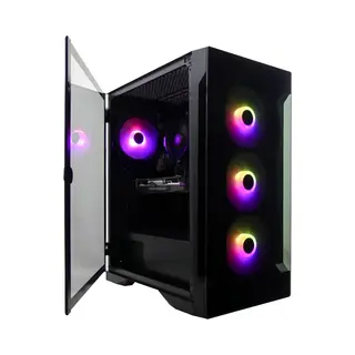 LalaShops Amd Ryzen 7 5700G 8-Core Budget Game Pc Set Met Rgb Led Verlichting In Behuizing|24" Monitor|Gaming Toetsenbord, Muis, Headset En Muismat|16GB