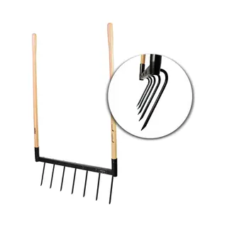 De Woeler - DW7 - Woelvork Grelinette - Spitvork/Tuinwoeler/Spade - Roestvrij - Ergonomisch - Fsc Hout - 6 Jaar Garantie
