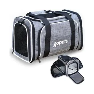 Gopets Tragetasche Hund Und Katze - Hundetasche - Reisetasche - Katzentasche - Geeignet Für Flugzeuge - Bis Zu 9, 5 Kg - Grau - 46 X 28 X 28 Cm - L