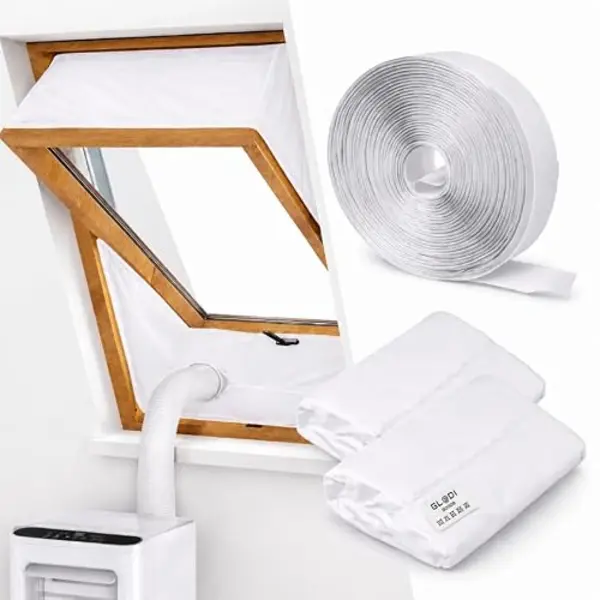 Glodi Goods® Dakraam Mobiele Airco Raamafdichtingskit (190cm X 2) - Afdichting Enkele En Dubbele Slang - Klittenband Bevestiging thumbnail