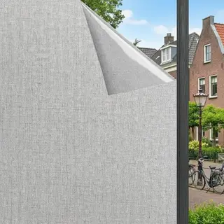 Homewell Textiel Raamfolie Hr++ 70x300 - Isolerend & Zonwerend - Anti Inkijk - Statisch - Linnenlook Grijs