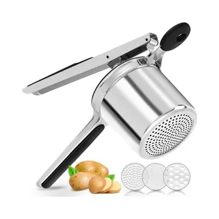 Hi Nature™ Purreestampers - Aardappelpers - Rvs Met Schijf 3 Gaten - Ergonomisch Siliconen Handvat