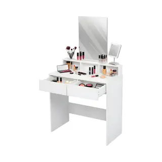 Monza Home® Make-up Tafel – Kaptafel Met Spiegel – 2 Lades – 3 Open Vakken